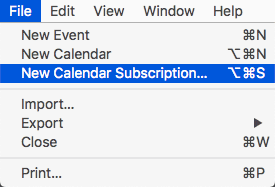 Choose: New Calendar Subscription…